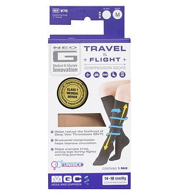 Neo G Travel and Flight Compression Socks Medium Beige