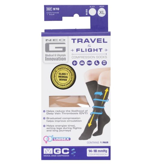 Neo G Travel and Flight Compression Socks Extra Large Beige
