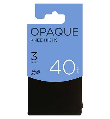Boots 40 Denier Opaque Knee Highs 3 pair pack one size