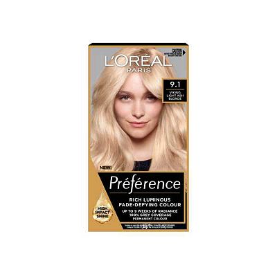 LOral Paris Preference Permanent Hair Dye, Luminous Colour, Light Ash Blonde 9.1