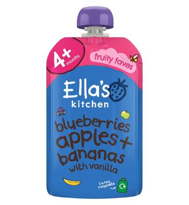 Ella's Kitchen Organic Blueberries Apples Bananas + Vanilla Pouch 4+ Mths 120g