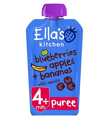 Ella's Kitchen Organic Blueberries, Apples, Bananas and Vanilla Baby Food Pouch 4+ Months 120g