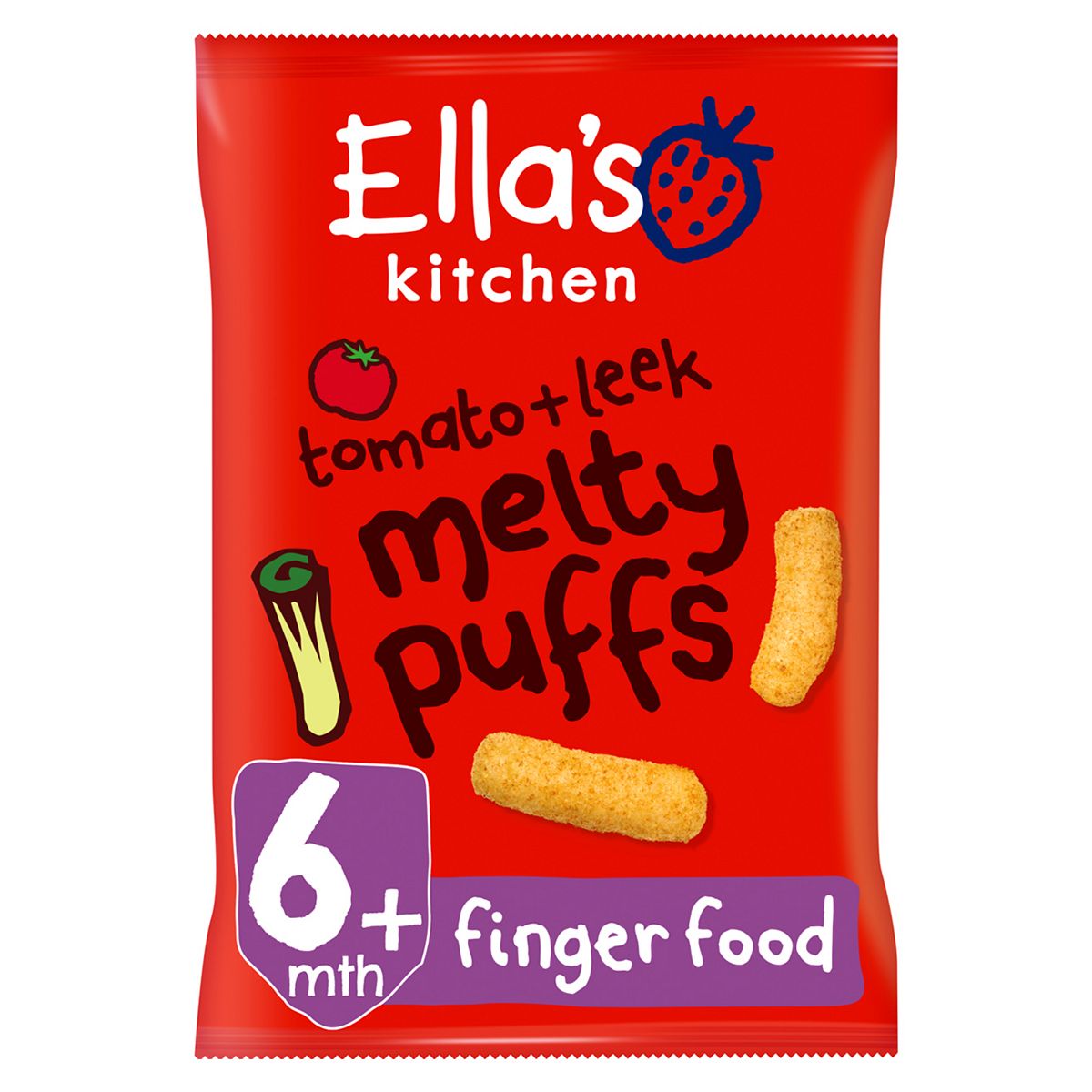 Ella's Kitchen Organic Tomato And Leek Melty Puffs Baby Snack 6+ Months 20G