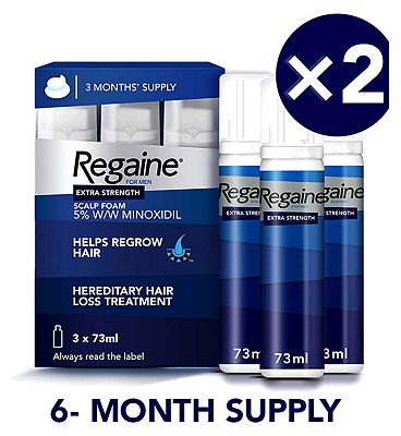 Regaine for Men Extra Strength Scalp Foam 5% w/w Cutaneous Foam - 6 months supply