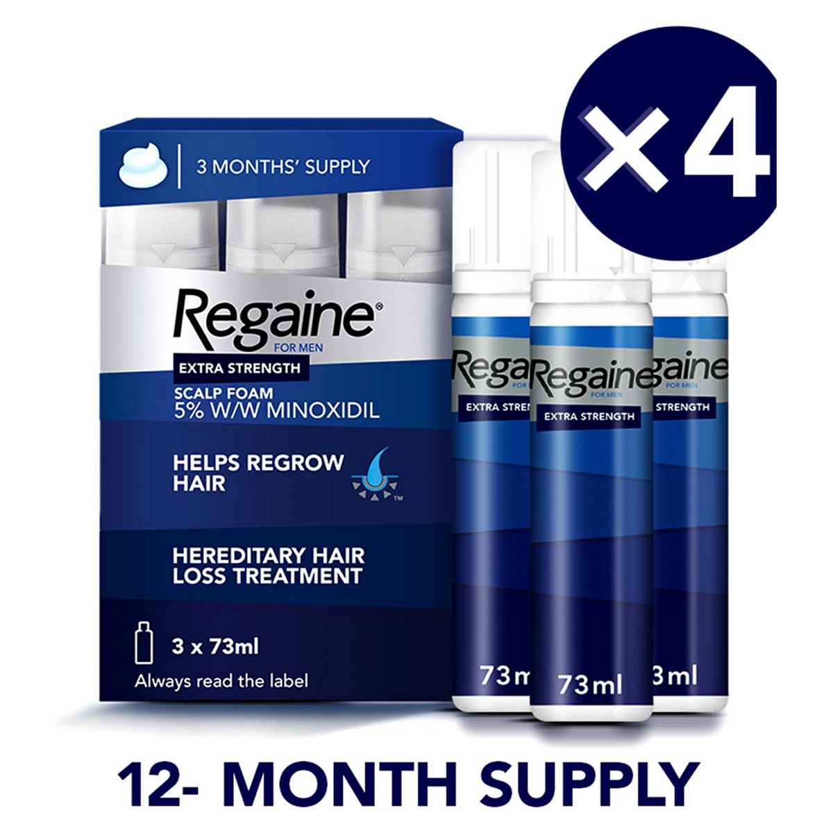 Regaine For Men Extra Strength Scalp Foam 5% W/w Cutaneous - 12 Months Supply