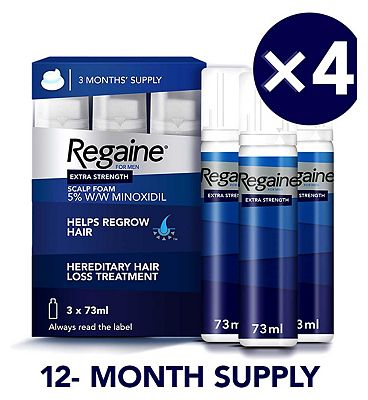 Regaine for Men Extra Strength Scalp Foam 5% w/w Cutaneous Foam - 12 months supply