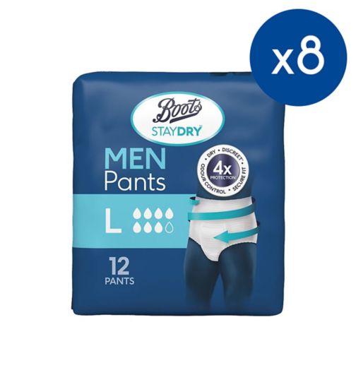 Boots Staydry Men Pants (Sizes M-XL);Boots Staydry Pants Men Large - 96 Pants (8 Pack Bundle);Boots Staydry mens pants 12s Large