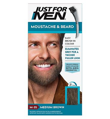 Just For Men Moustache & Beard Brush-In Colour Gel, Medium Brown