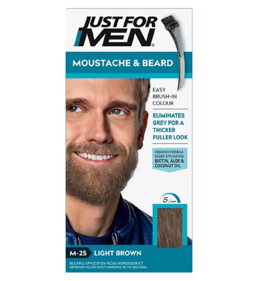 Just For Men Moustache & Beard Brush-In Colour Gel, Light Brown
