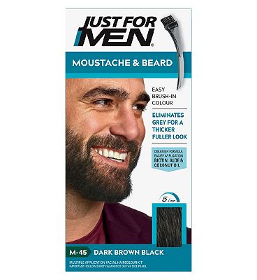 Just For Men Moustache & Beard Brush-In Colour Gel, Dark Brown - Black