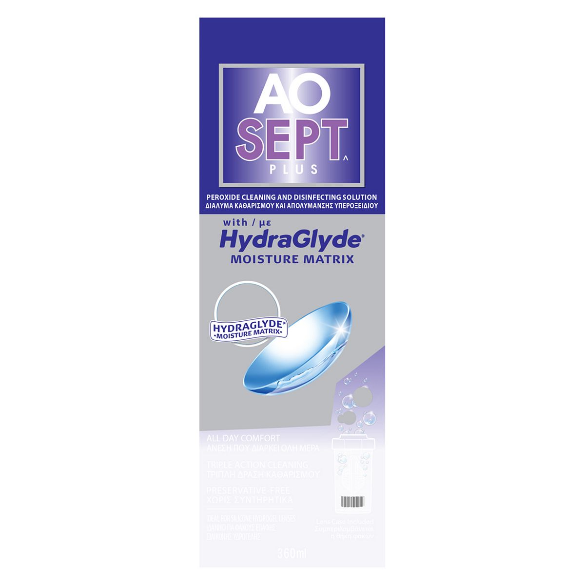 Aosept Plus Hydraglyde Contact Lens Solution 360Ml