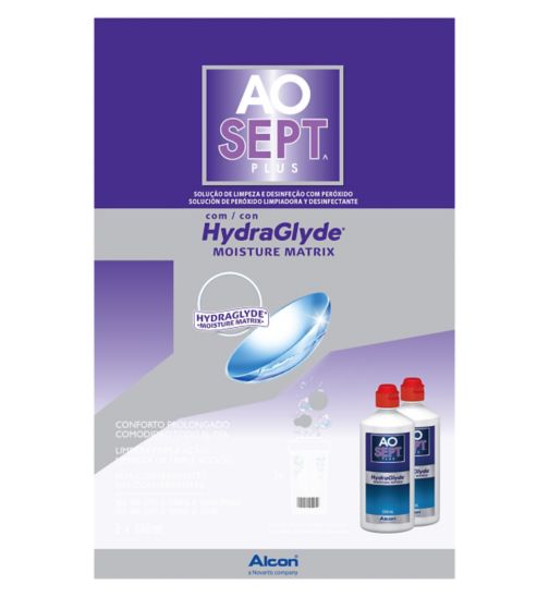 AOSept HydraGlyde contact lens solution 360ml 2 pack