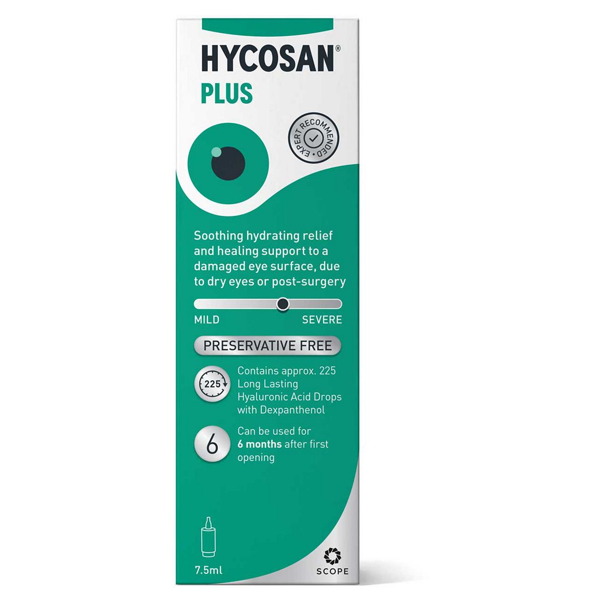 Hycosan Plus - Dry Eye Drops With Hyaluronic Acid And Dexpanthenol Healing Support For Eyes Recovering From Injury Or Surgery, 5Ml