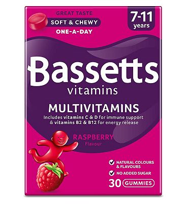 Bassetts Multivitamins Raspberry Flavour Soft & Chewies 7-11 Years - 30
