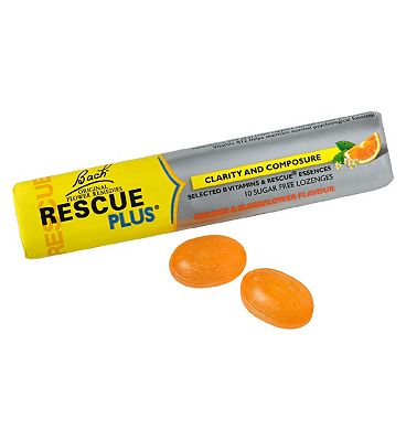 Bach Rescue Remedy PLUS - 10 Natural Orange & Elderflower Sugar-Free Lozenges