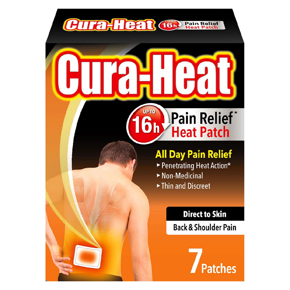 Cura-Heat Direct To Skin Back And Shoulder Pain Relief Patch (7 Patches)
