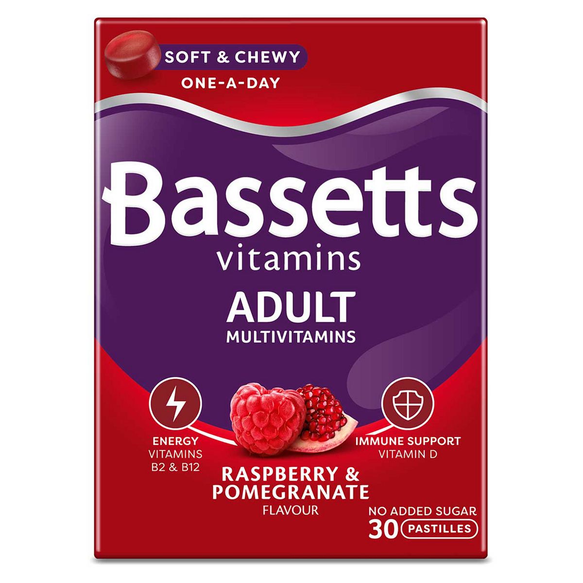 Bassett's Adult Multivitamins Raspberry & Pomegranate Flavour 30 Gummy Pastilles