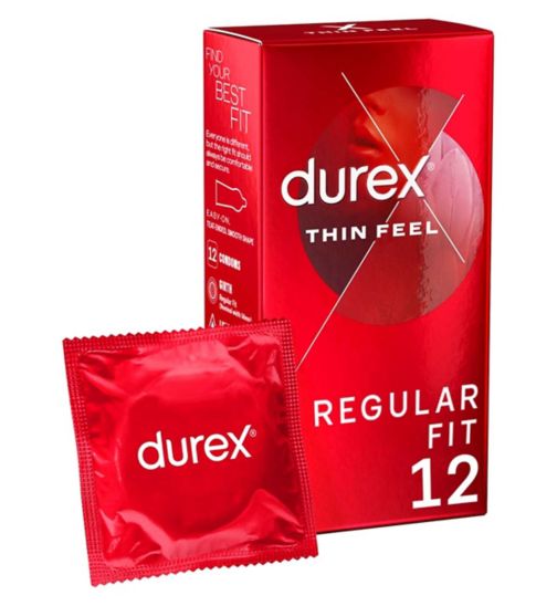 Durex Thin Feel Condoms Extra Silicone Lube -  Regular Fit - 12 pack
