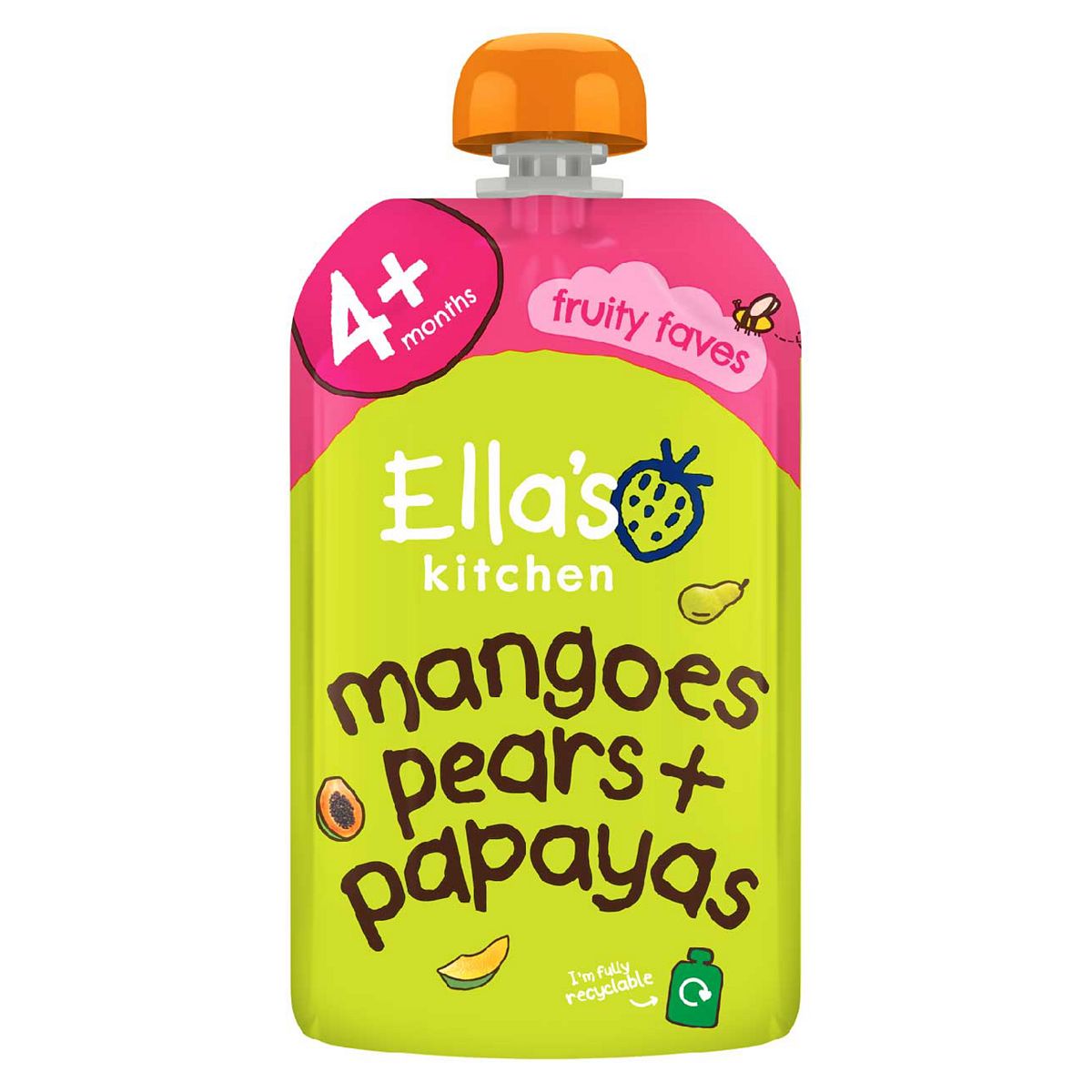 Ella's Kitchen Organic Mangoes, Pears And Papaya Baby Food Pouch 4+ Months 120G