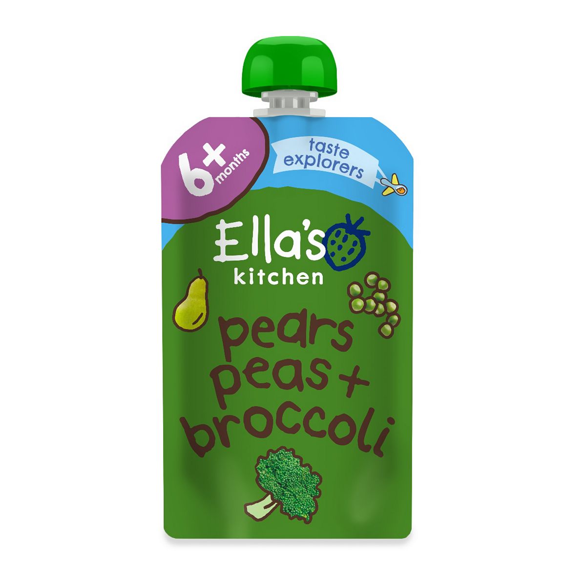Ella's Kitchen Organic Pears Peas Plus Broccoli Pouch 6 Months 120G