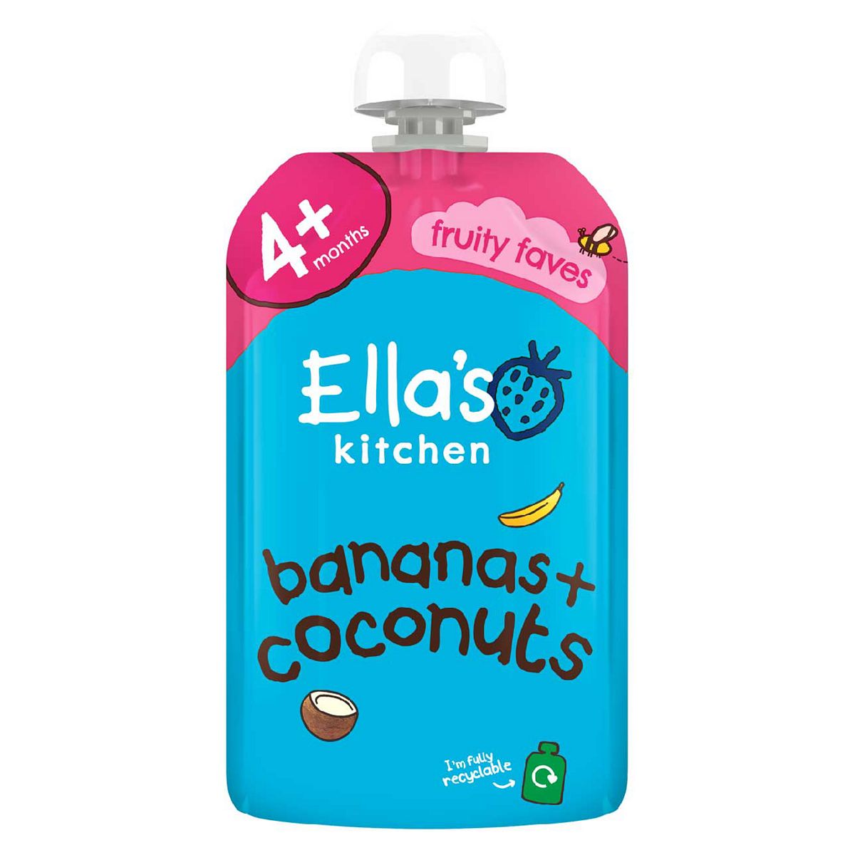 Ella's Kitchen Organic Bananas And Coconuts Baby Food Pouch 4+ Months 120G
