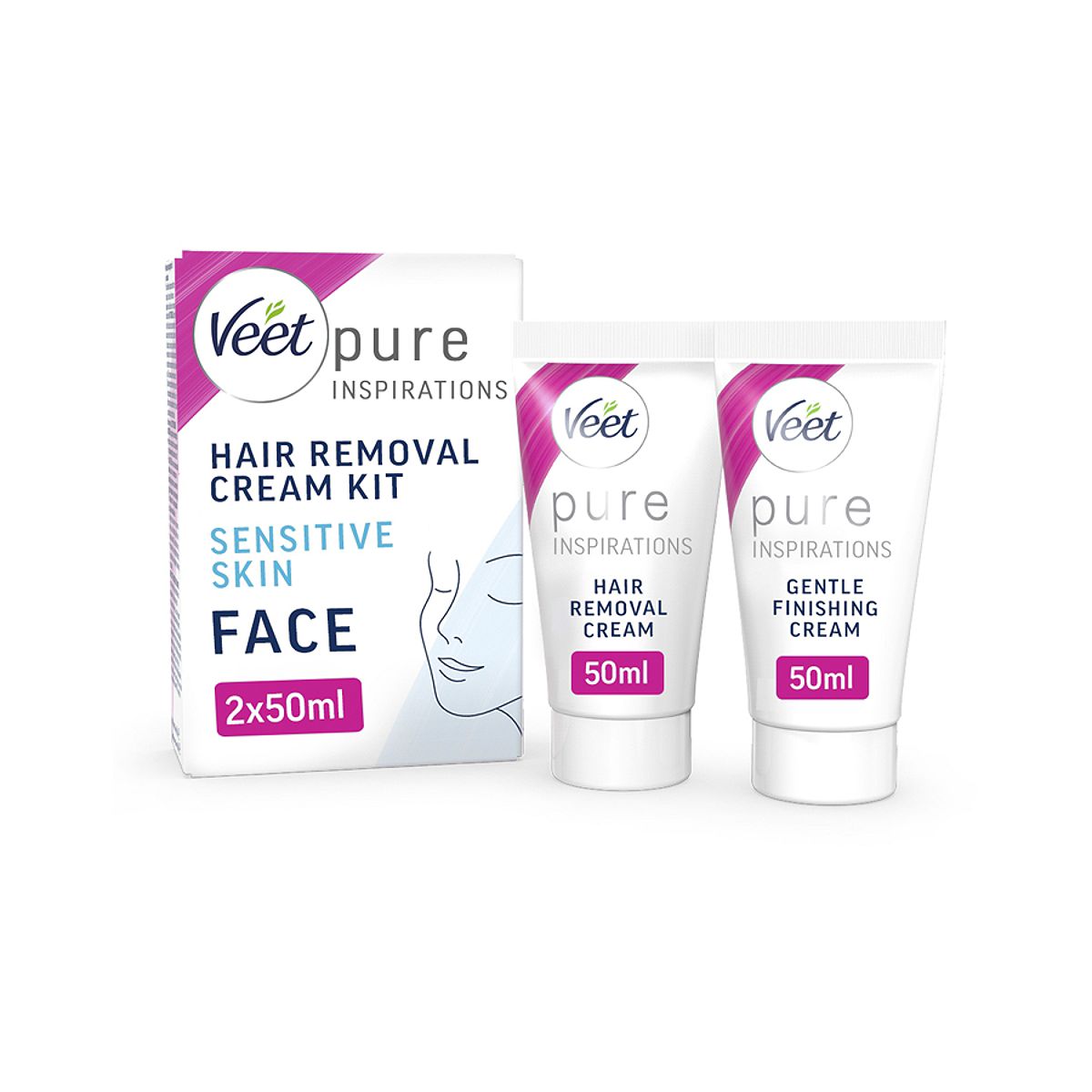 Veet Pure Hair Removal Kit Face Sensitive Skin - 2 X 50ml