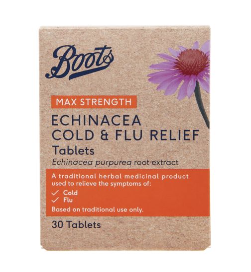 Boots Pharmaceuticals Max Strength Echinacea Cold and Flu Relief - 30 tablets