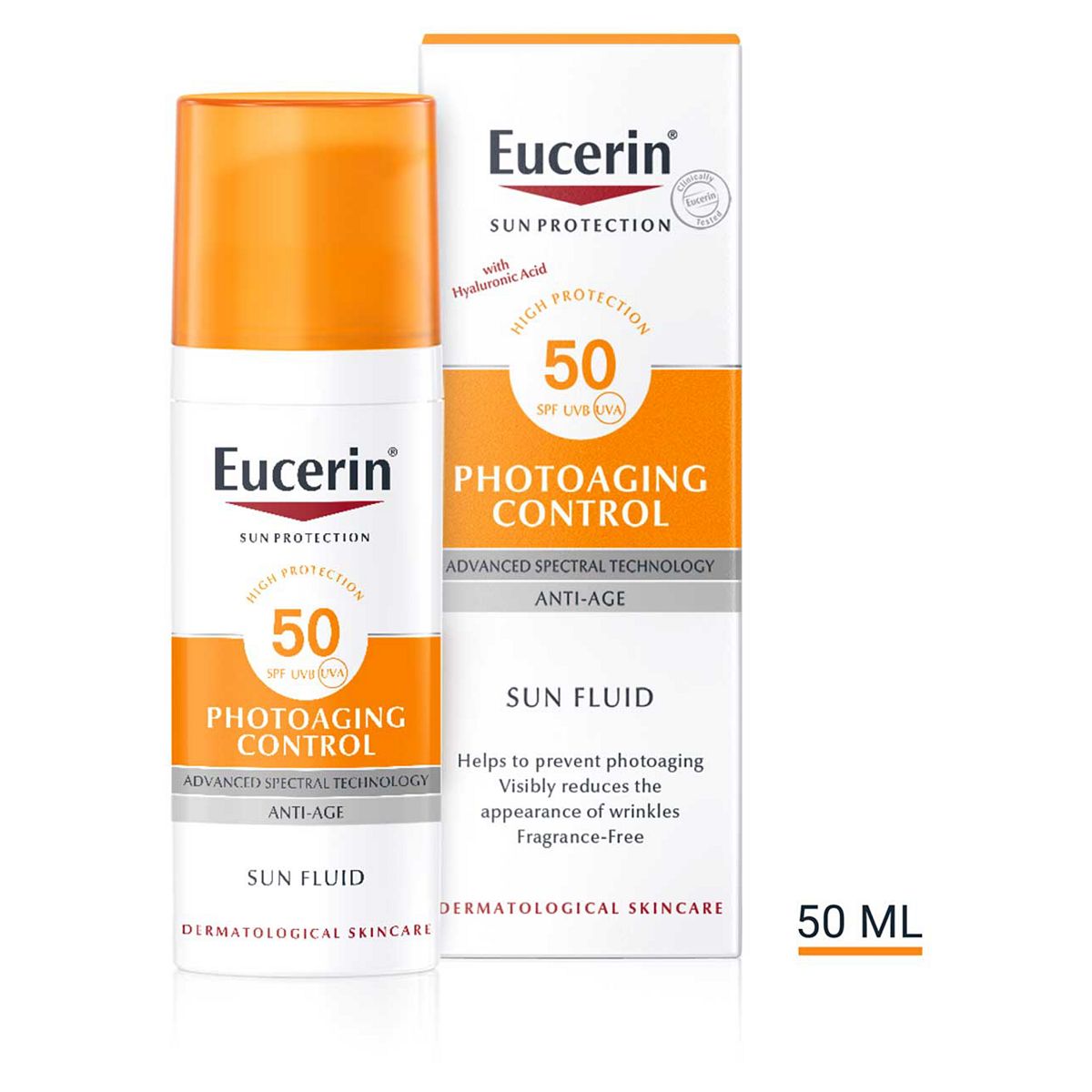 Eucerin Sun Anti-Ageing Cream For Face With Hyaluronic Acid Spf 50+, 50ml