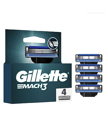 Gillette Mach3 Razor Refills for Men, 4 Razor Blade Refills