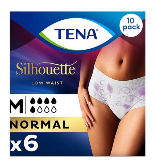 TENA Lady Pants Discreet Medium - 60 pants (10 x 6);TENA Lady Silhouette Incontinence Pants Normal Medium - 6 pack;TENA Lady Silhouette Incontinence Pants Normal Medium - 6 pack