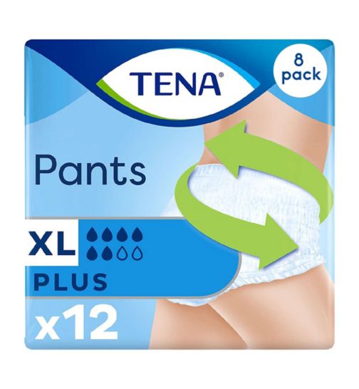 TENA Incontinence Pants Plus Extra Large - 12 pack;TENA Incontinence Pants Plus Extra Large - 12 pack (8x12);TENA Incontinence Pants Plus XL - 12 pack