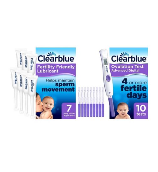 Clearblue Advanced Digital Ovulation Test Kit - 10 tests;Clearblue Advanced Fertility Bundle;Clearblue Digital Ovulation Test with Dual Hormone Indicator 1 Month Supply - 10 Tests;Clearblue Fertility Friendly Lubricant, Helps Maintain Sperm Movement, 7 x 4ml Prefilled Applicators;Clearblue fertility lubricant 4ml 7s G
