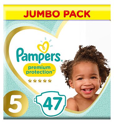 Pampers Premium Protection Size 5, Jumbo Pack 47 Nappies, 11-16kg Review