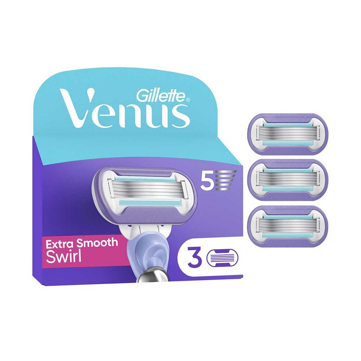 Gillette Venus Razor Blades, Extra Smooth Swirl 5 Blade Women's Blades X3