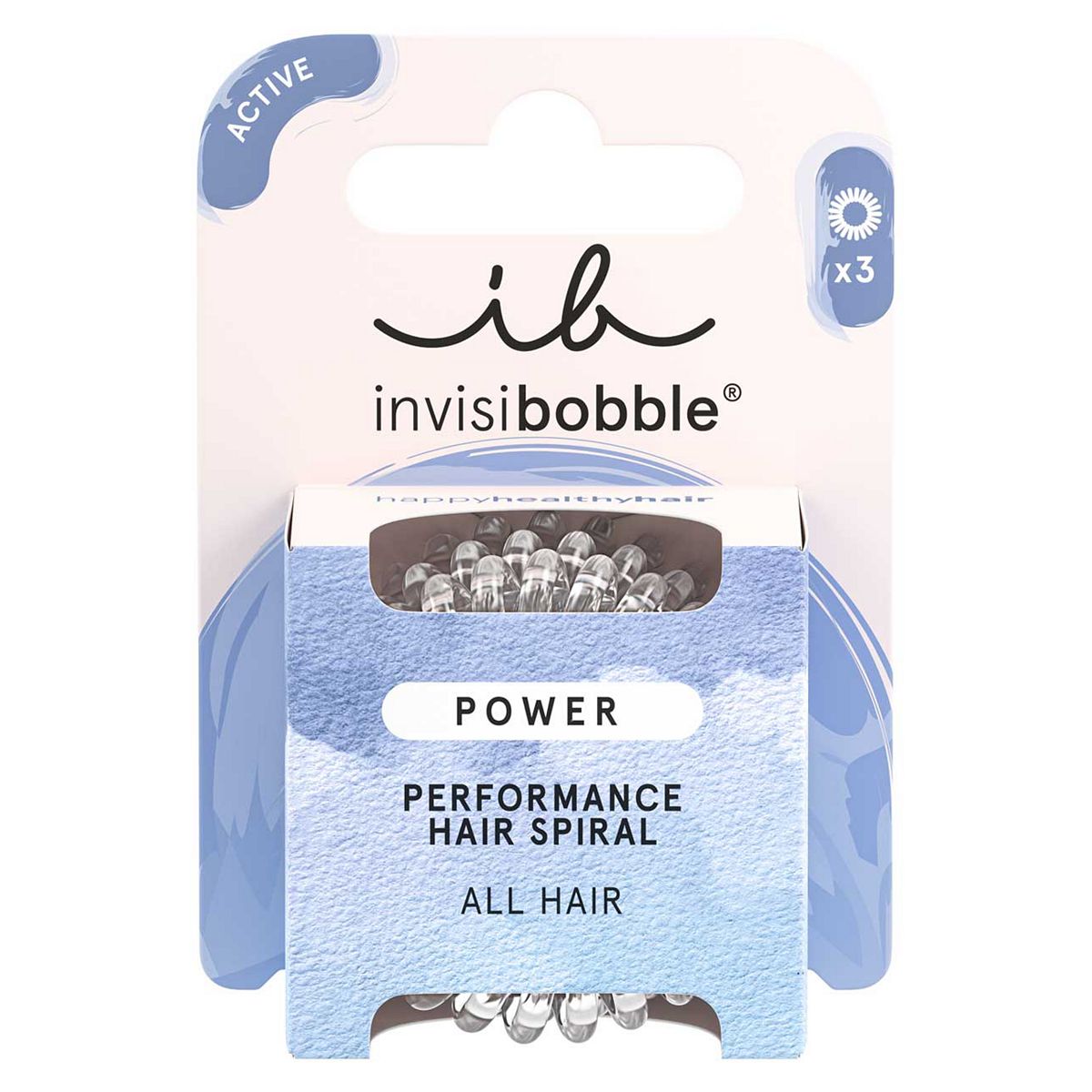 Invisibobble Power Clear Strong Hold Hair Ties, 3 Pack Multicolor