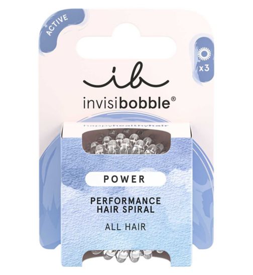 invisibobble POWER Clear Strong Hold Hair Ties, 3 Pack