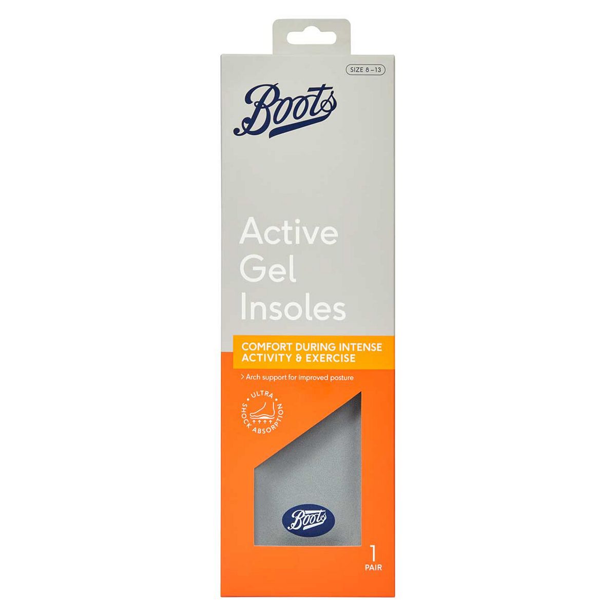   Active Gel Insoles - 1 Pair Men's Size 8-13