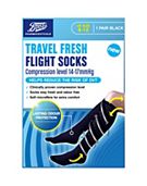 Boots Pharmaceuticals Travel Fresh Flight Socks - Black UK size 8-12