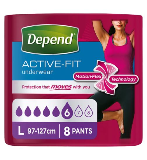 Depend Active-Fit Underwear for Women Large - 8 Pants