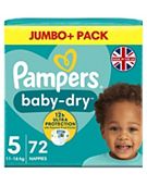 Pampers Baby Dry Nappy Pants Jumbo+ Pack Nappies Size 5, 12kg-17kg x64