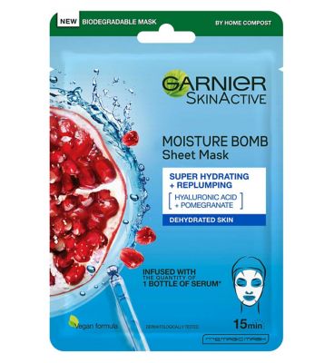 Garnier Moisture Bomb Pomegranate Hydrating Face Sheet Mask Dehydrated Skin 32g
