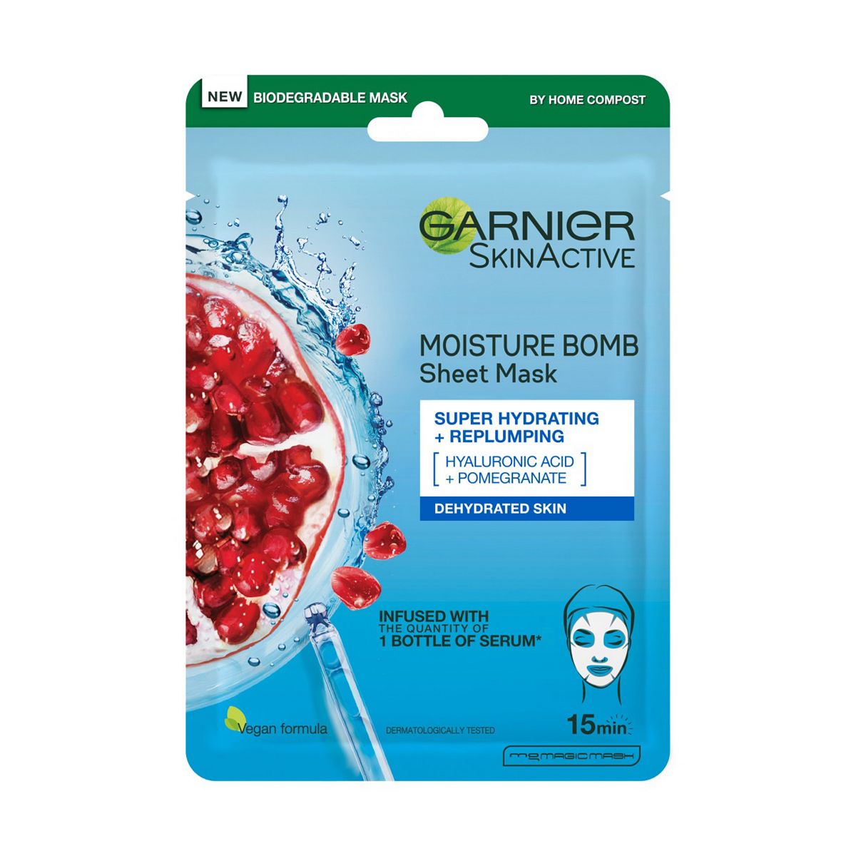 Garnier Moisture Bomb Pomegranate And Hyaluronic Acid Sheet Mask Hydrating & Replumping 28g