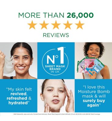 Garnier Moisture Bomb Pomegranate and Hyaluronic Acid Sheet Mask, Hydrating & Replumping, 28g (4)