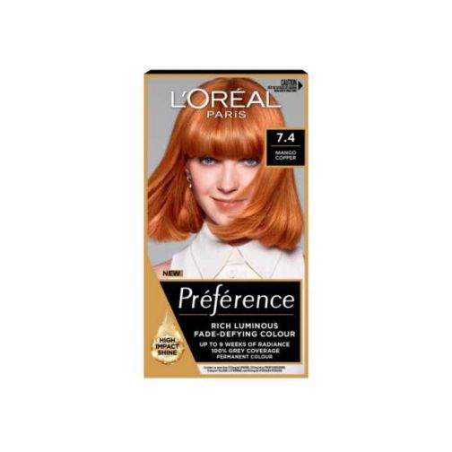 L’Oréal Paris Preference Permanent Hair Dye, Luminous Colour, Mango Copper 74