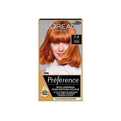 LOral Paris Preference Permanent Hair Dye, Luminous Colour, Mango Copper 74