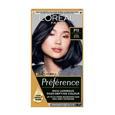 LOral Paris Preference Permanent Hair Dye, Luminous Colour, Cool Black P11