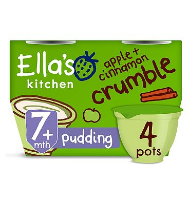Ella’s Kitchen Organic Apple and Cinnamon Crumble Pudding Baby Dessert Pot Multipack 7+ Months 4x80g