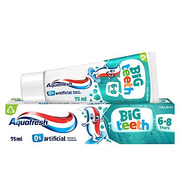 Aquafresh Kids Fluoride Toothpaste, Big Teeth Toothpaste, For Ages 6-8, 75ml