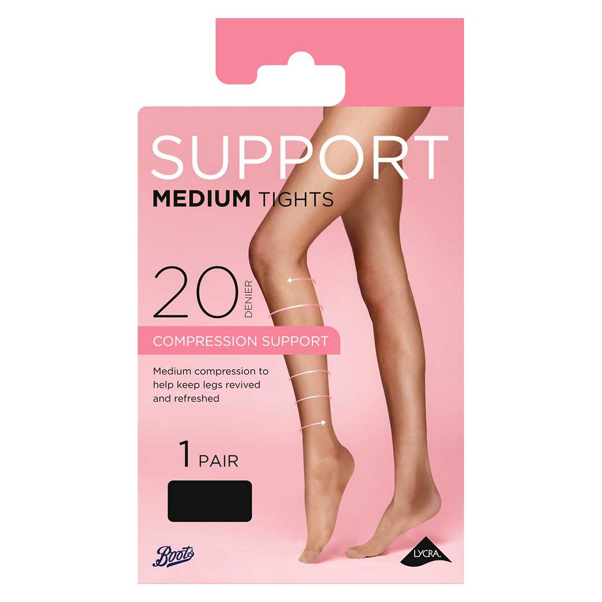   Medium Support Tights Black, Extra Large Multicolor