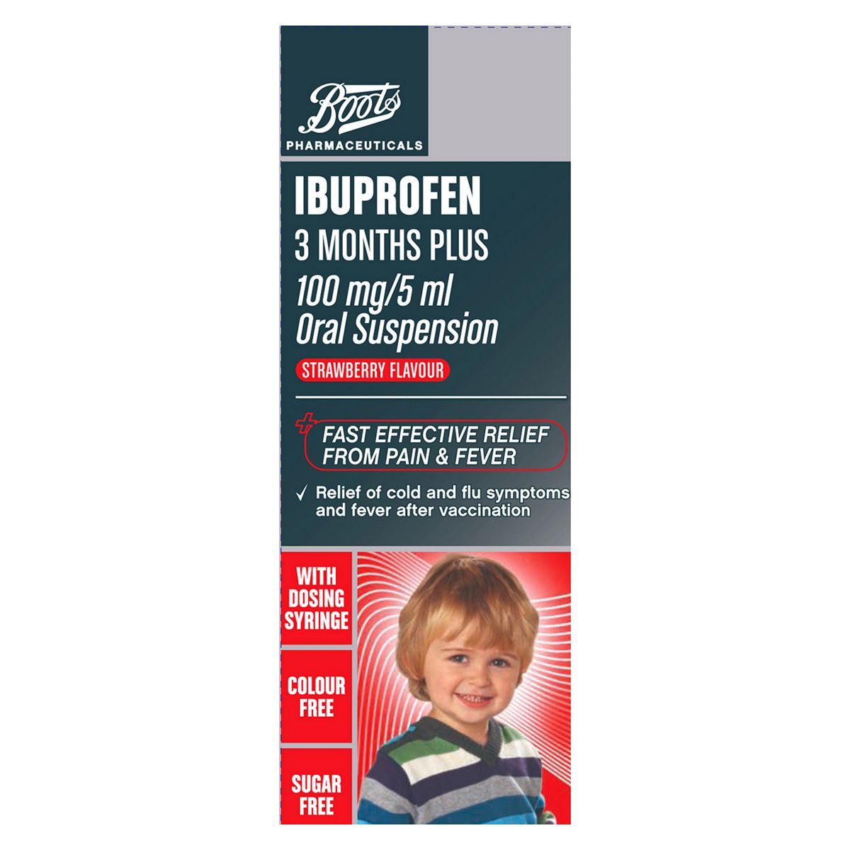 Boots 3 Months Plus Ibuprofen 100Mg/5Ml Oral Suspension Strawberry Flavour – 100Ml